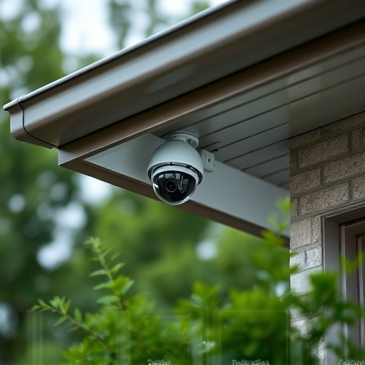motion-activated surveillance camera under roof eaves