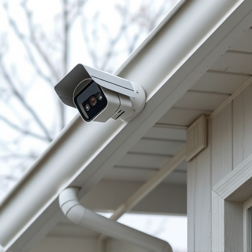 motion-activated surveillance camera under roof eaves