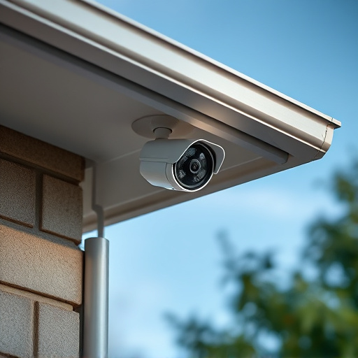 motion-activated surveillance camera under roof eaves
