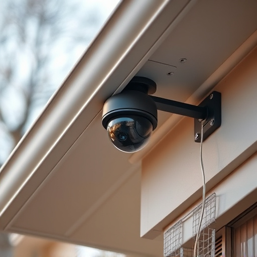 motion-activated surveillance camera under roof eaves