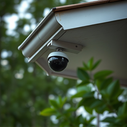 motion-activated surveillance camera under roof eaves