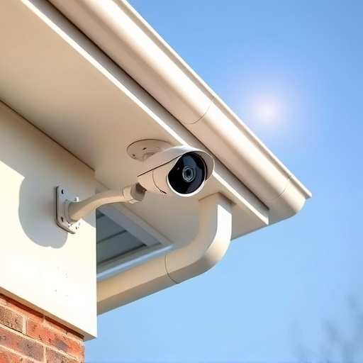motion-activated surveillance camera under roof eaves