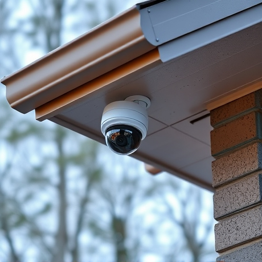 motion-activated surveillance camera under roof eaves