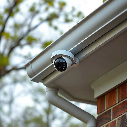 motion-activated surveillance camera under roof eaves
