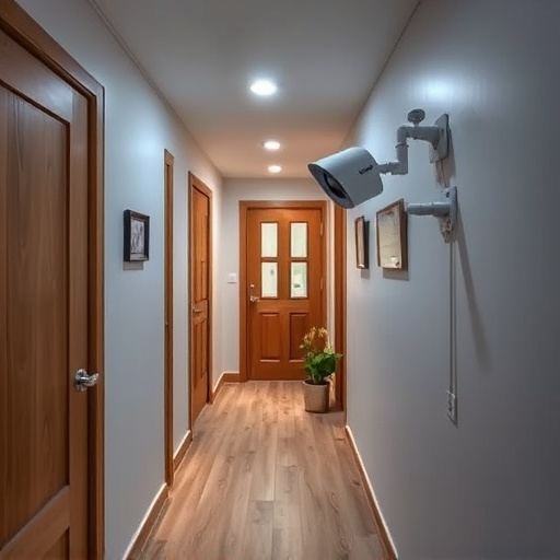 security camera in budget guesthouse hallway
