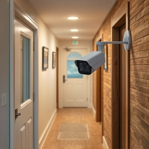 security camera in budget guesthouse hallway