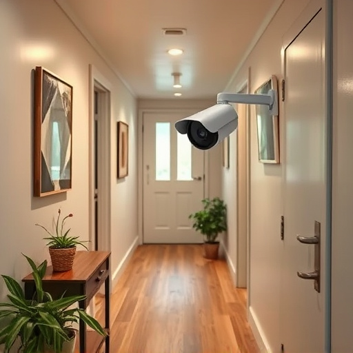 security camera in budget guesthouse hallway