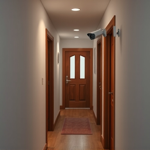security camera in budget guesthouse hallway