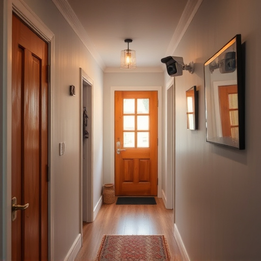 security camera in budget guesthouse hallway