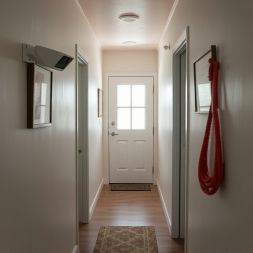 security camera in budget guesthouse hallway