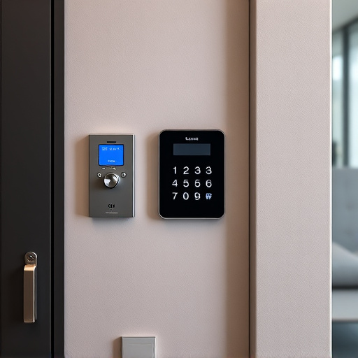 security keypad on modern apartment wall
