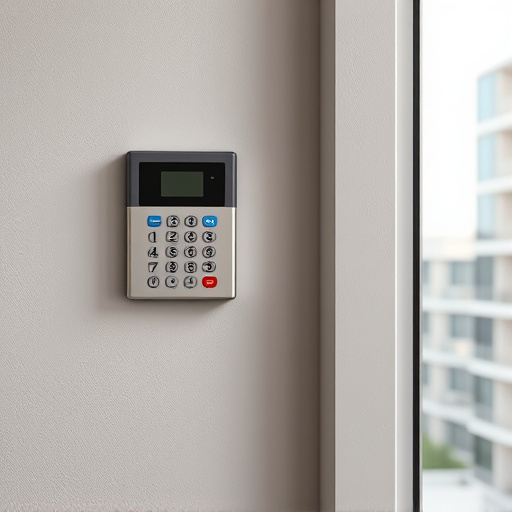 security keypad on modern apartment wall