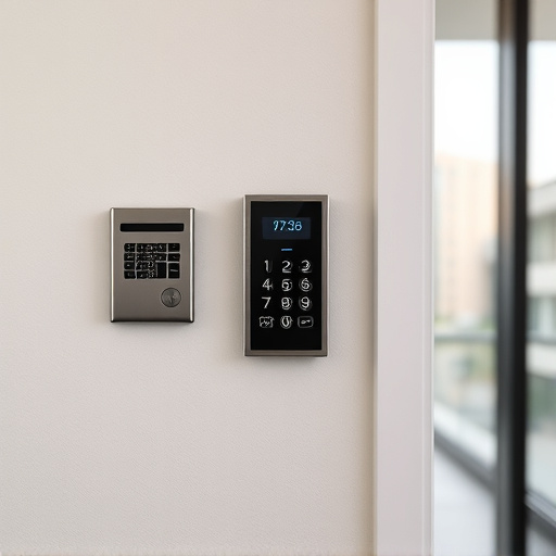 security keypad on modern apartment wall