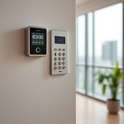 security keypad on modern apartment wall