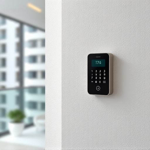 security keypad on modern apartment wall