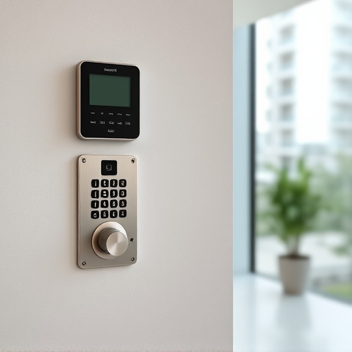 security keypad on modern apartment wall