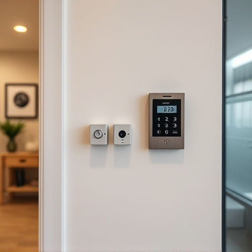 security keypad on modern apartment wall