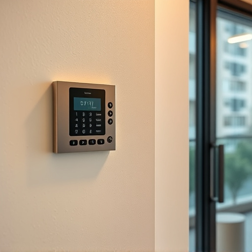 security keypad on modern apartment wall
