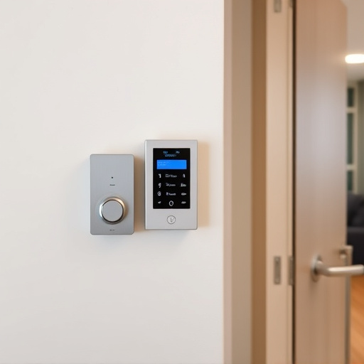 security keypad on modern apartment wall