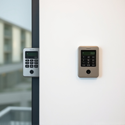 security keypad on modern apartment wall