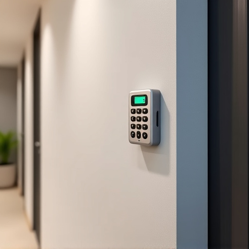 security keypad on modern apartment wall