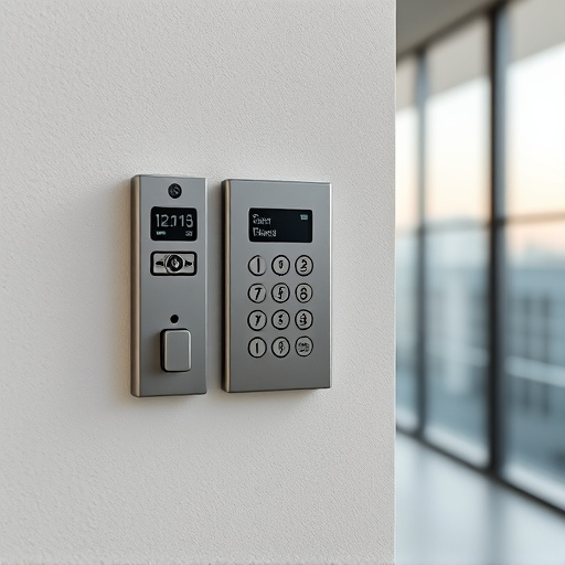 security keypad on modern apartment wall
