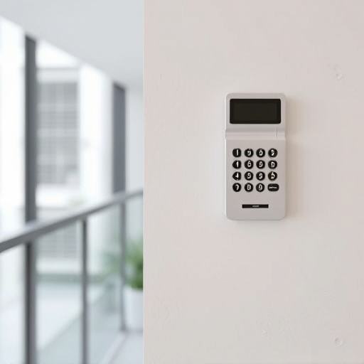 security keypad on modern apartment wall