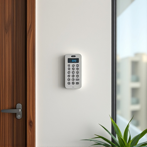security keypad on modern apartment wall