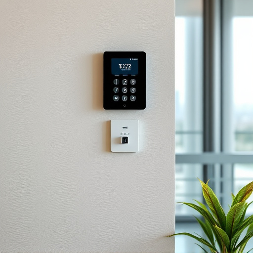 security keypad on modern apartment wall