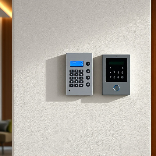 security keypad on modern apartment wall