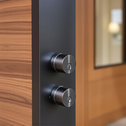 smart lock installed on modern front door