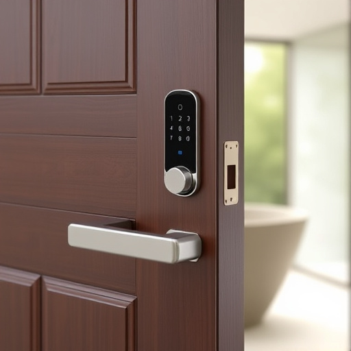 smart lock installed on modern front door