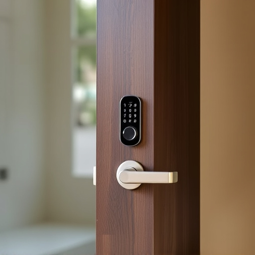 smart lock installed on modern front door