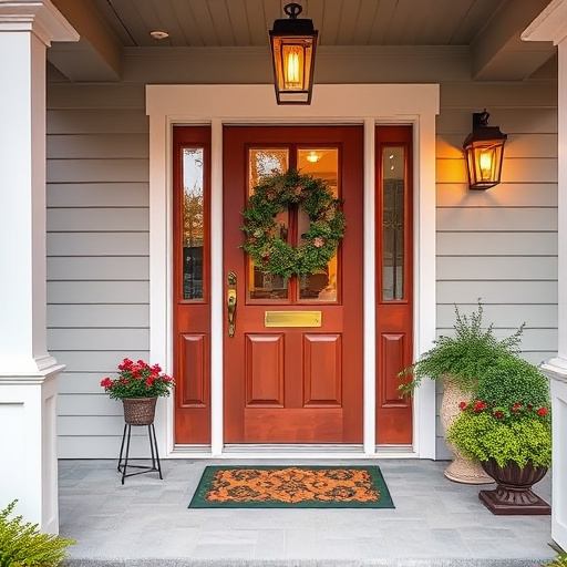 smart video doorbell on suburban porch