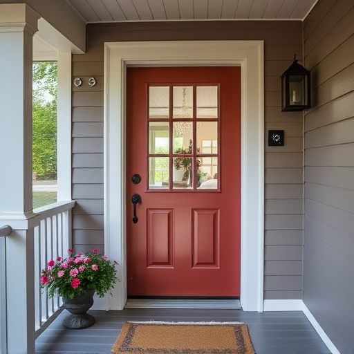 smart video doorbell on suburban porch