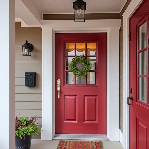 smart video doorbell on suburban porch