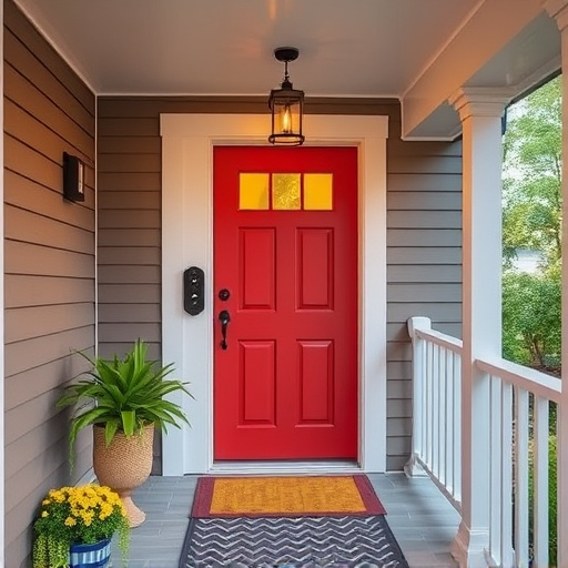 smart video doorbell on suburban porch