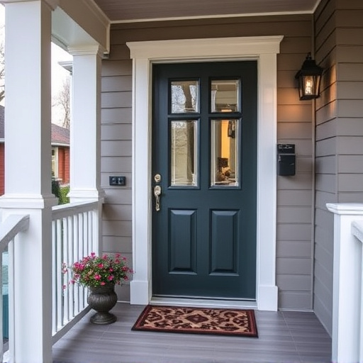 smart video doorbell on suburban porch