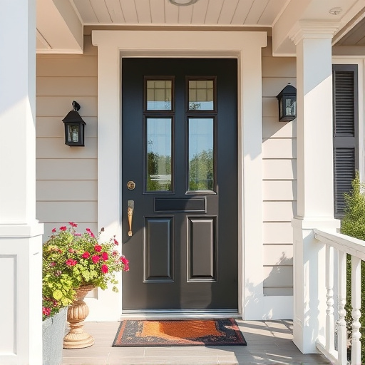 smart video doorbell on suburban porch