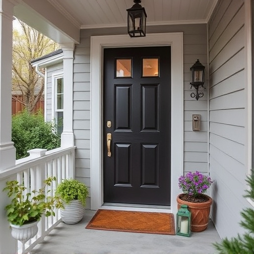 smart video doorbell on suburban porch