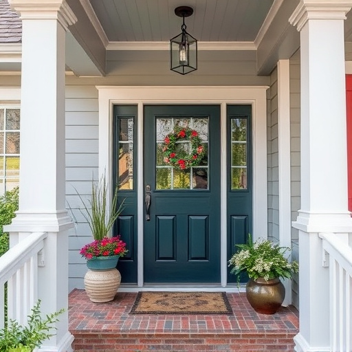 smart video doorbell on suburban porch