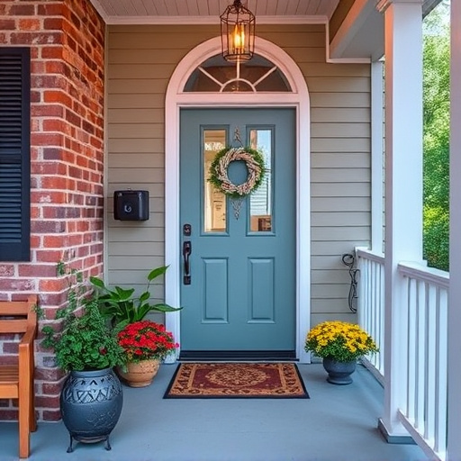 smart video doorbell on suburban porch