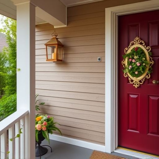 smart video doorbell on suburban porch