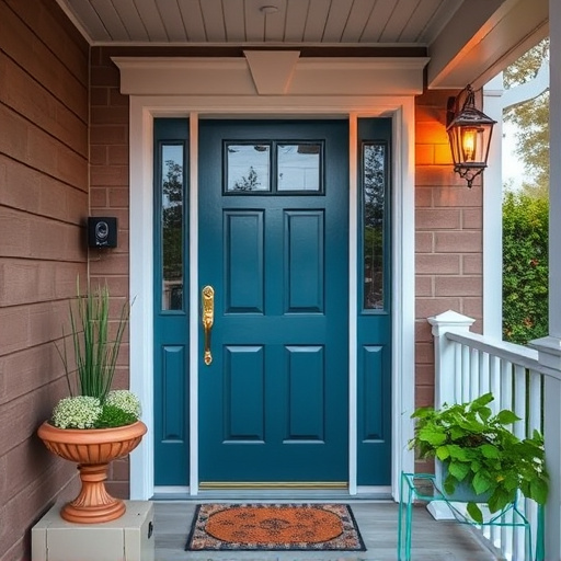 smart video doorbell on suburban porch