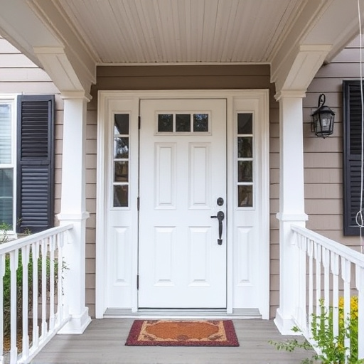 smart video doorbell on suburban porch
