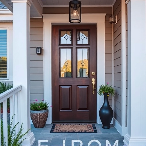 smart video doorbell on suburban porch