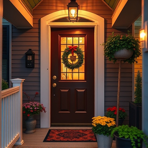 smart video doorbell on suburban porch