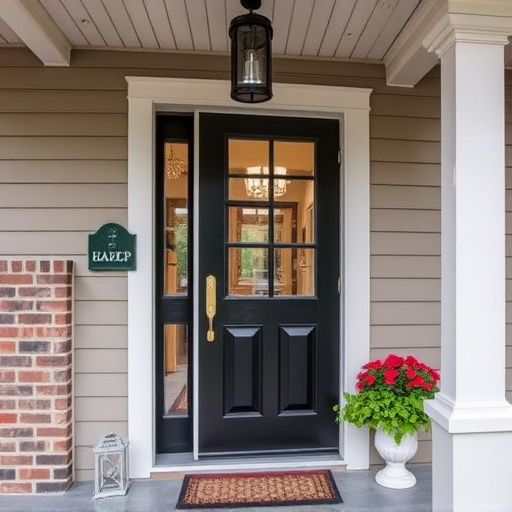 smart video doorbell on suburban porch