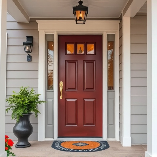 smart video doorbell on suburban porch