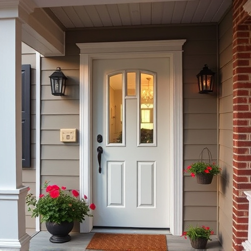 smart video doorbell on suburban porch